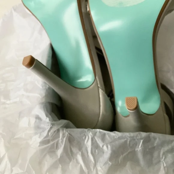 Betsey Johnson Gina Jeweled Ankle Strap Dress Sandals Silver Satin Stiletto Heel - Picture 13 of 14